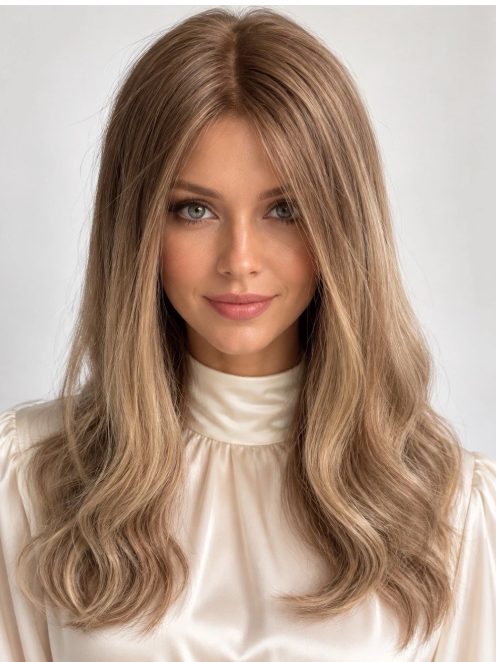 21in 100% Human Hair Ombré Natural Blonde Front Lace Wig Roots Highlights